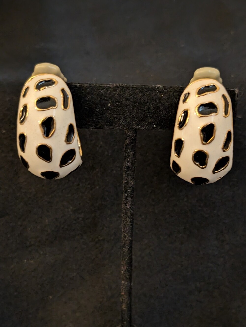 #72. Ciner Vintage Enamel Animal Print Earrings